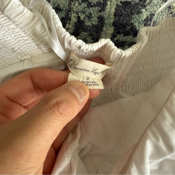Strapless Women’s American Eagle Y2K Eyelit White Mini Dress Summer Preppy Boho - Picture 8 of 11